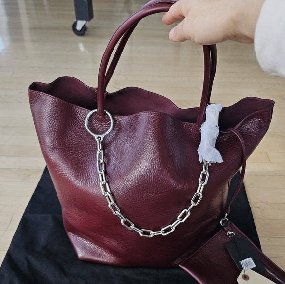 Alexander Wang Plum Burgundy Eggplant Leather Designer Large Tote Bag NWT
